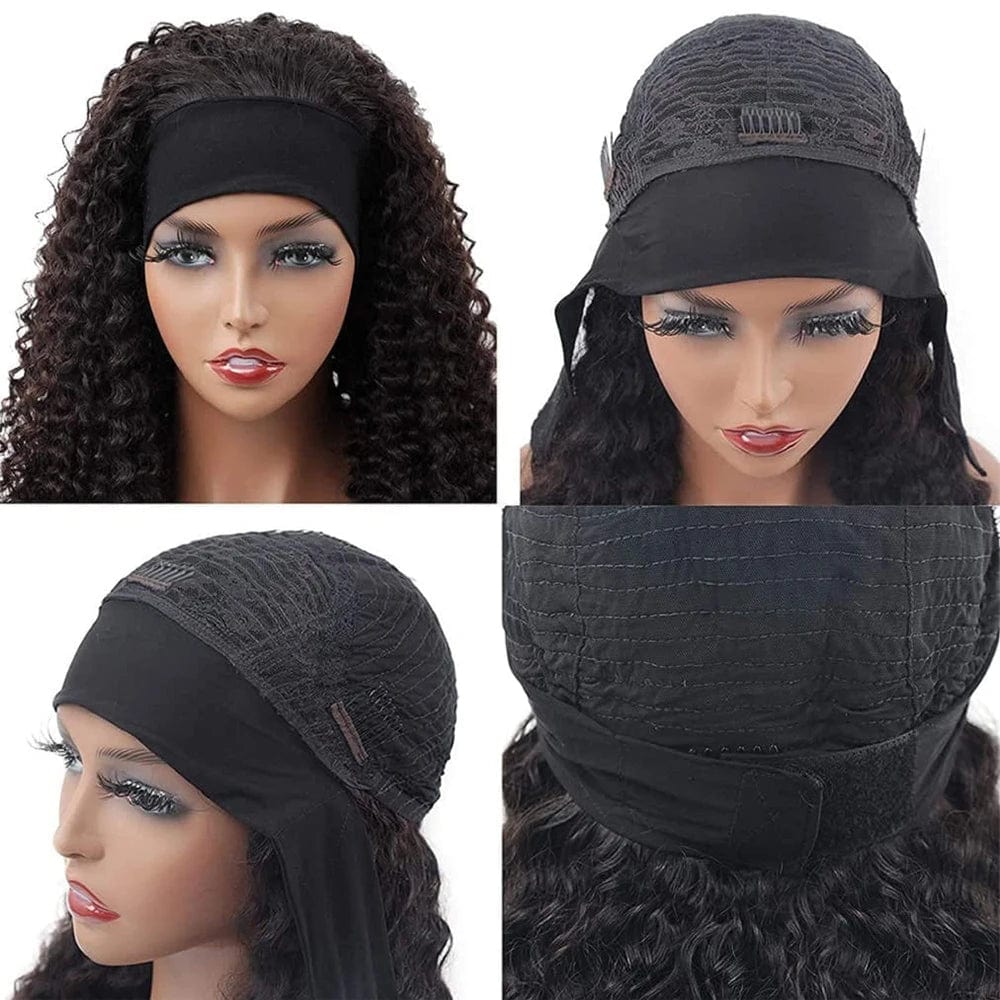 Human Hair Headband Wig Kinky Curly Glueless Wig Full Machine Made Curly Headband Bob Wig 36 Inches Human Hair Wigs for Women - SHOWLU FASHION STORE