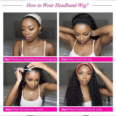 Human Hair Headband Wig Kinky Curly Glueless Wig Full Machine Made Curly Headband Bob Wig 36 Inches Human Hair Wigs for Women - SHOWLU FASHION STORE