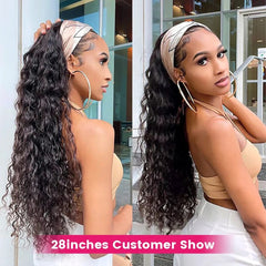 Human Hair Headband Wig Kinky Curly Glueless Wig Full Machine Made Curly Headband Bob Wig 36 Inches Human Hair Wigs for Women - SHOWLU FASHION STORE