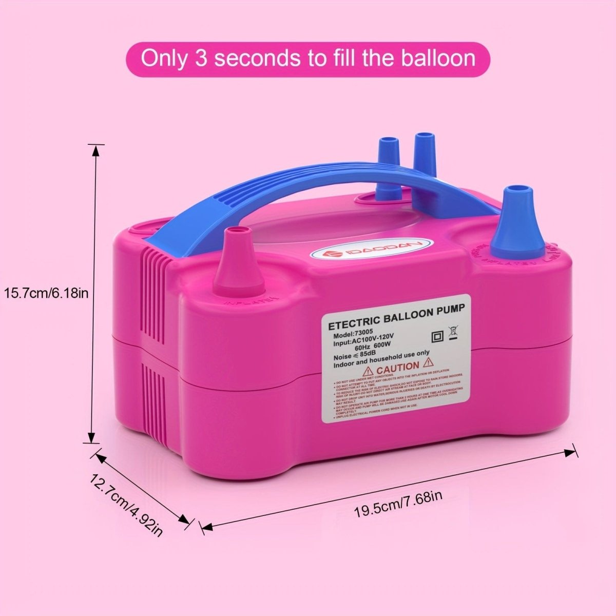 IDAODAN Electric Balloon Pump, Only 3 Seconds Quick Fill Air, Portable Dual Nozzle Rose Red 110V 600W Blower Air Balloon Pump & Inflator for Party Birthday Wedding Decoration - SHOWLU FASHION STORE