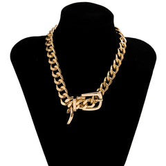 Ingemark Exaggerated Heavy Metal Belt Choker Necklace for Women Punk Thick Chunky Clavicle Chain Grunge Jewelry Steampunk Men - SHOWLU FASHION STORE