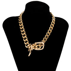 Ingemark Exaggerated Heavy Metal Belt Choker Necklace for Women Punk Thick Chunky Clavicle Chain Grunge Jewelry Steampunk Men - SHOWLU FASHION STORE