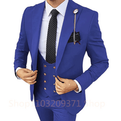 Khaki Men's Suits 3 Pieces Wedding Business Suits Groom Tuxedos Slim Fit Peaked Lapel Blazer Vest Pants Formal Men Suits - SHOWLU FASHION STORE