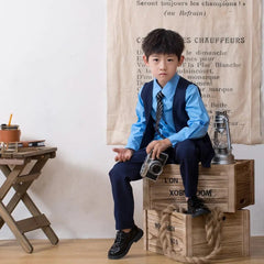 Kids Gentleman Wedding Costume Boy Formal Clothes Performance Suit Prom Party Tie Blazer Children's Day Boys School Uniform 1 - 9T - SHOWLU FASHION STORE