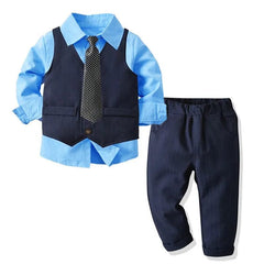 Kids Gentleman Wedding Costume Boy Formal Clothes Performance Suit Prom Party Tie Blazer Children's Day Boys School Uniform 1 - 9T - SHOWLU FASHION STORE