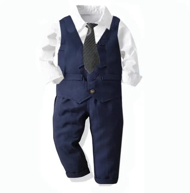 Kids Gentleman Wedding Costume Boy Formal Clothes Performance Suit Prom Party Tie Blazer Children's Day Boys School Uniform 1 - 9T - SHOWLU FASHION STORE