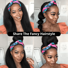 Kinky Straight Headband Wigs Remy Human Hair Wig Ready To Wear Brazilian Yaki Straight Headband Human Hair Wig for Women - SHOWLU FASHION STORE