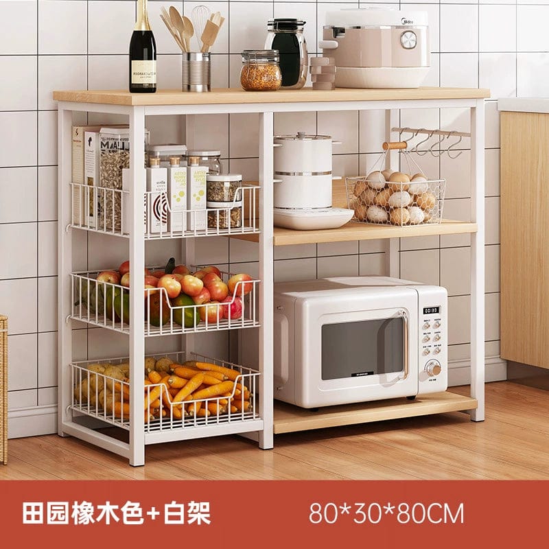 Kitchen Cabinet Locker Storage Rack Floor Multi - Layer Household Sideboard Cabinet Multi - Functional Microwave Storage Cabinet - SHOWLU FASHION STORE
