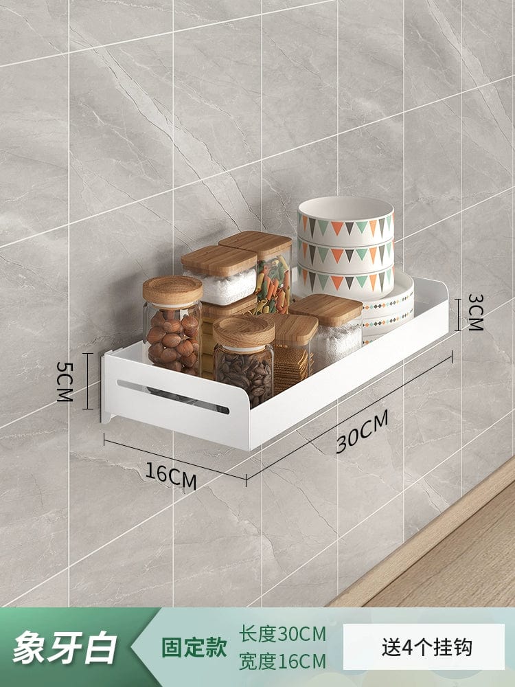 Kitchen Rack Punch - Free Wall - Mounted Seasoning Wall - Mounted All Products Household White Multi - Functional Storage Rack - SHOWLU FASHION STORE