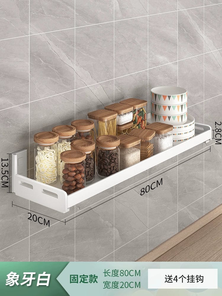 Kitchen Rack Punch - Free Wall - Mounted Seasoning Wall - Mounted All Products Household White Multi - Functional Storage Rack - SHOWLU FASHION STORE