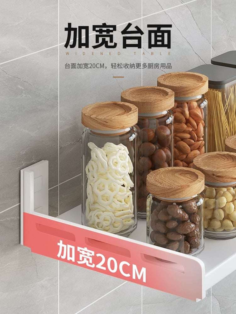 Kitchen Rack Punch - Free Wall - Mounted Seasoning Wall - Mounted All Products Household White Multi - Functional Storage Rack - SHOWLU FASHION STORE
