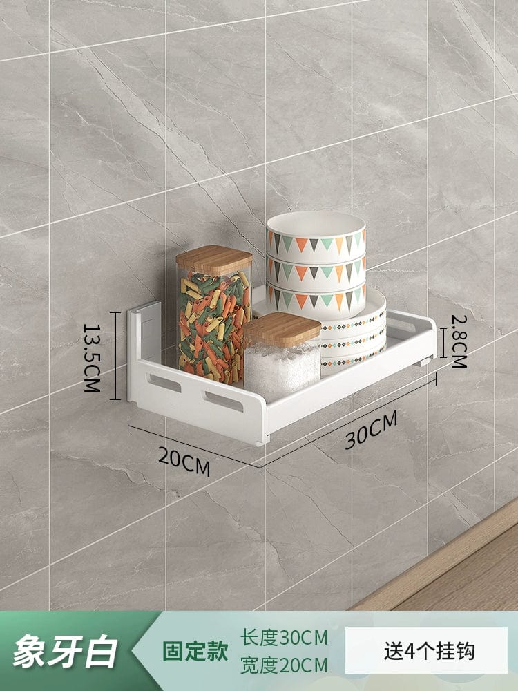 Kitchen Rack Punch - Free Wall - Mounted Seasoning Wall - Mounted All Products Household White Multi - Functional Storage Rack - SHOWLU FASHION STORE