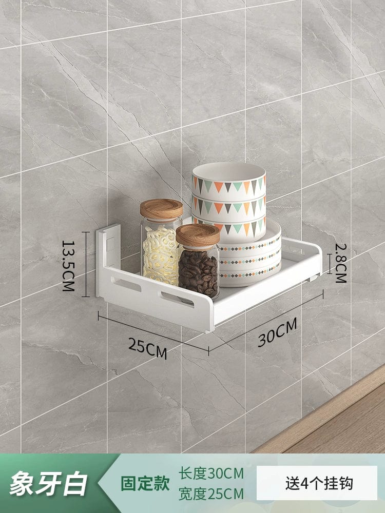 Kitchen Rack Punch - Free Wall - Mounted Seasoning Wall - Mounted All Products Household White Multi - Functional Storage Rack - SHOWLU FASHION STORE