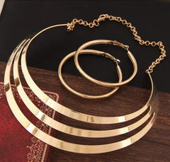KMVEXO Trendy Gold Color Torques Necklace Round Earrings Sets Women Party Statement Jewelry Dress Accessories Bijoux Female Gift - SHOWLU FASHION STORE