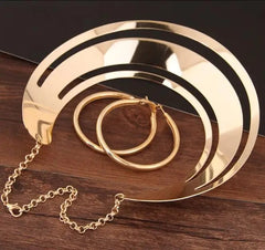 KMVEXO Trendy Gold Color Torques Necklace Round Earrings Sets Women Party Statement Jewelry Dress Accessories Bijoux Female Gift - SHOWLU FASHION STORE