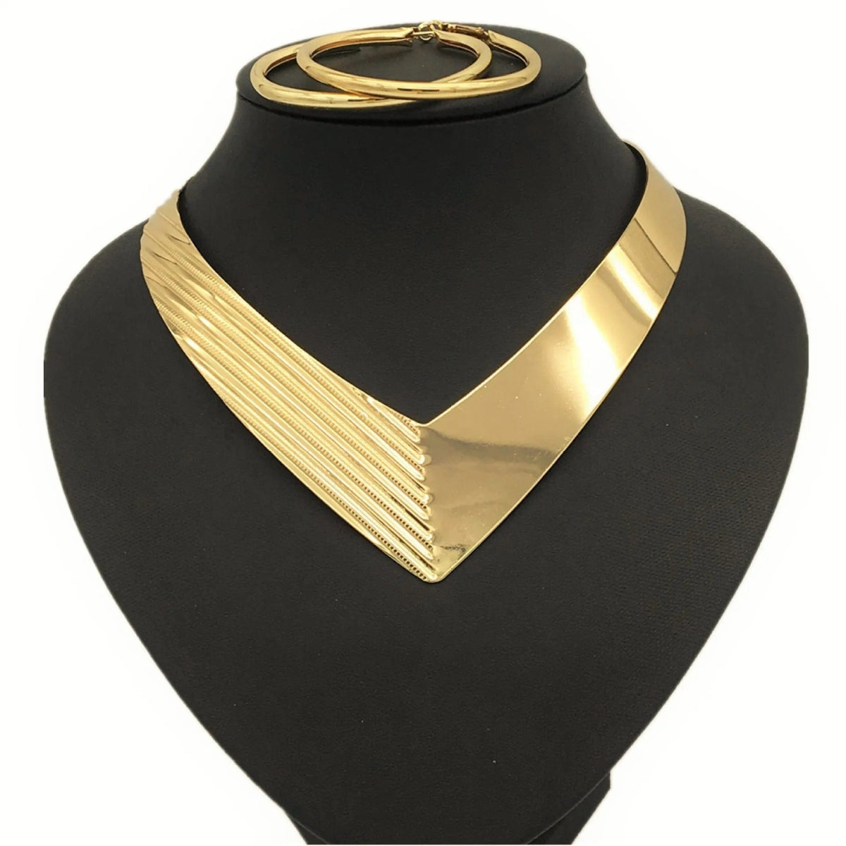 KMVEXO Trendy Gold Color Torques Necklace Round Earrings Sets Women Party Statement Jewelry Dress Accessories Bijoux Female Gift - SHOWLU FASHION STORE