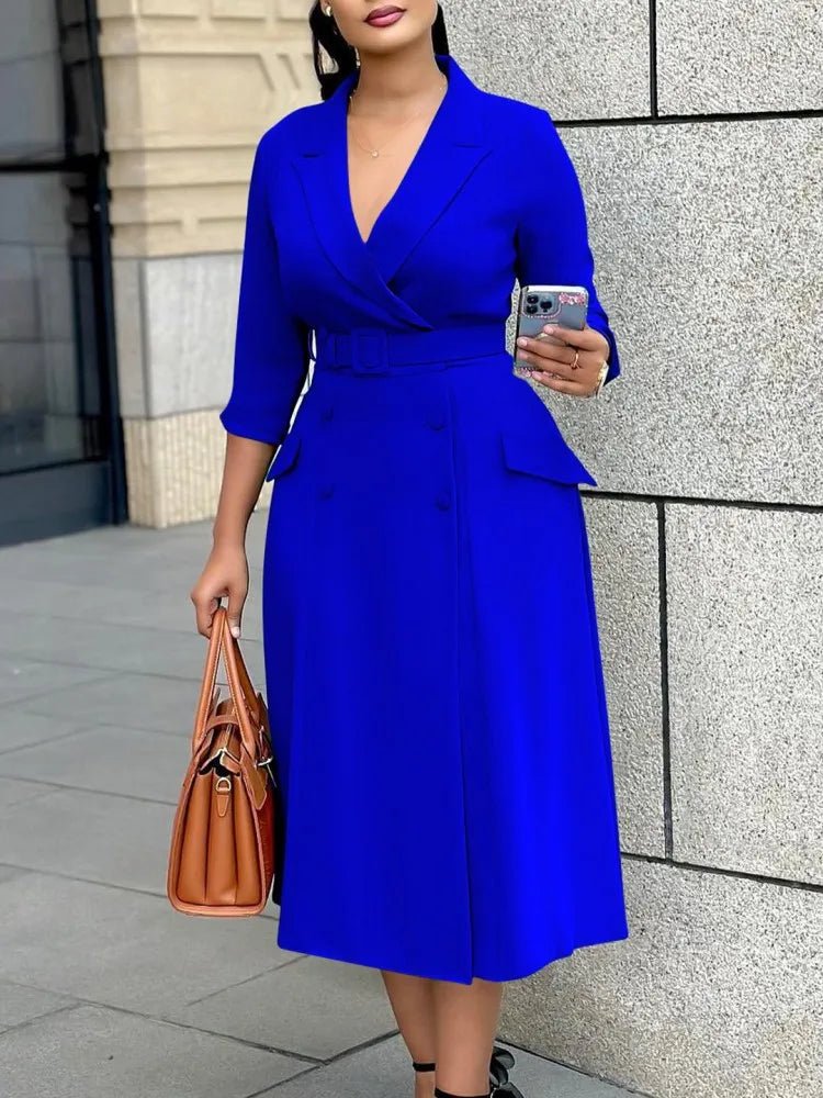 L - 3XL Plus Size Clothes Dresses Women Robes Summer Autumn Loose Street Casual 3XL Big Size Office Lady Midi Dress Oversized - SHOWLU FASHION STORE