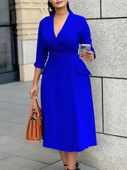L - 3XL Plus Size Clothes Dresses Women Robes Summer Autumn Loose Street Casual 3XL Big Size Office Lady Midi Dress Oversized - SHOWLU FASHION STORE
