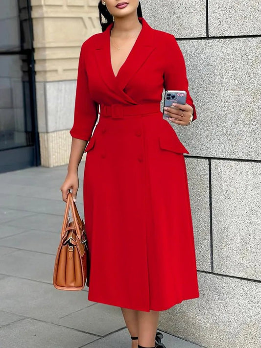 L - 3XL Plus Size Clothes Dresses Women Robes Summer Autumn Loose Street Casual 3XL Big Size Office Lady Midi Dress Oversized - SHOWLU FASHION STORE