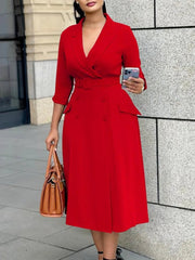 L - 3XL Plus Size Clothes Dresses Women Robes Summer Autumn Loose Street Casual 3XL Big Size Office Lady Midi Dress Oversized - SHOWLU FASHION STORE
