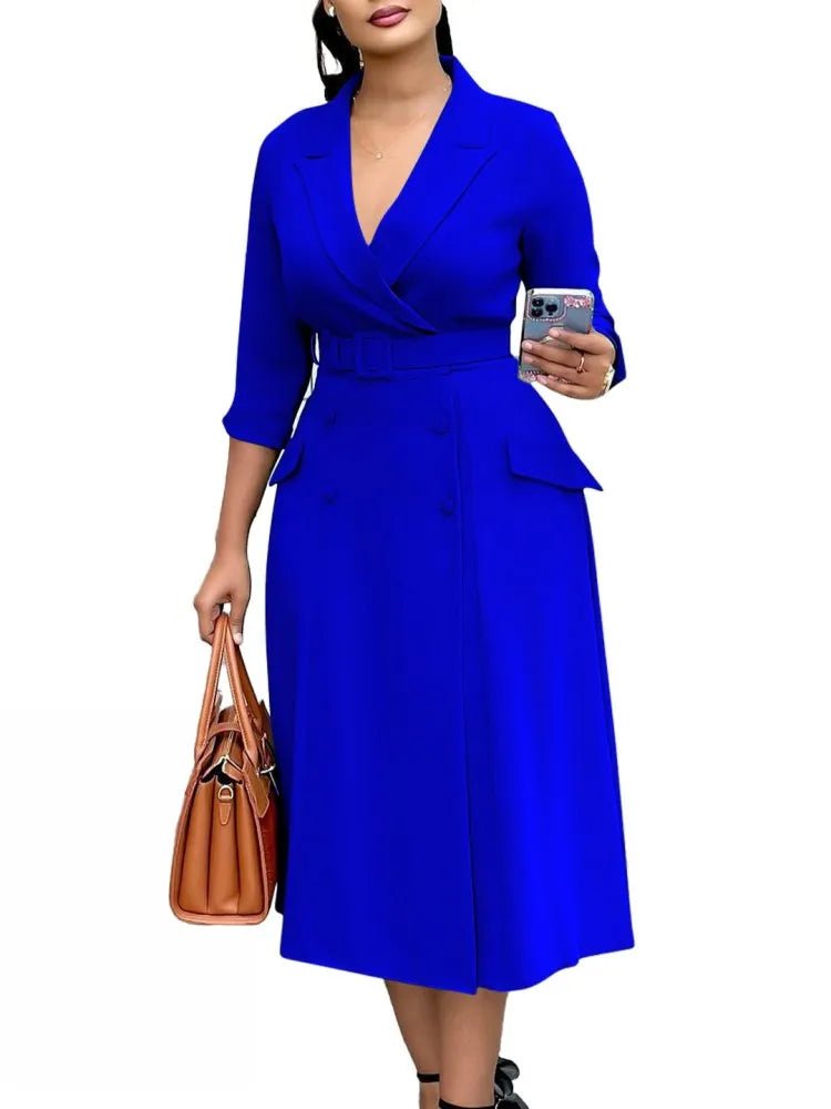 L - 3XL Plus Size Clothes Dresses Women Robes Summer Autumn Loose Street Casual 3XL Big Size Office Lady Midi Dress Oversized - SHOWLU FASHION STORE