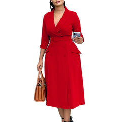 L - 3XL Plus Size Clothes Dresses Women Robes Summer Autumn Loose Street Casual 3XL Big Size Office Lady Midi Dress Oversized - SHOWLU FASHION STORE