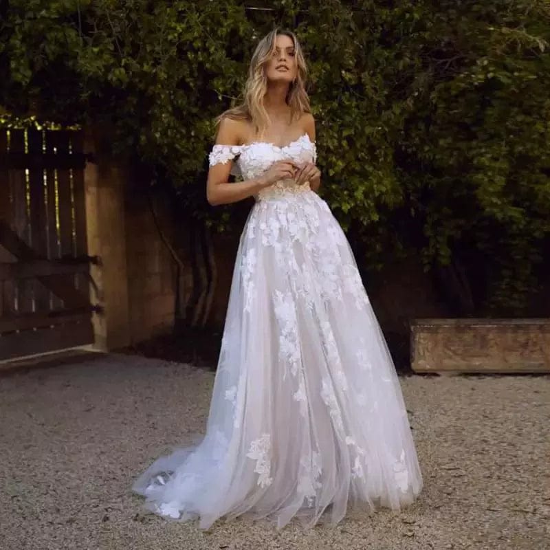 Lace Wedding Dresses Off Shoulder Bride Dress Wedding Gown - SHOWLU FASHION STORE