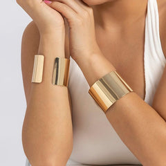 Lacteo Gold Color Smooth Wide Cuff Bracelets Simple Open Big Bangle for Female Women Charm Jewelry Fashion Punk Gifts New - SHOWLU FASHION STORE
