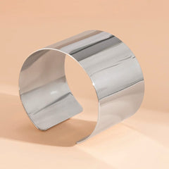 Lacteo Gold Color Smooth Wide Cuff Bracelets Simple Open Big Bangle for Female Women Charm Jewelry Fashion Punk Gifts New - SHOWLU FASHION STORE