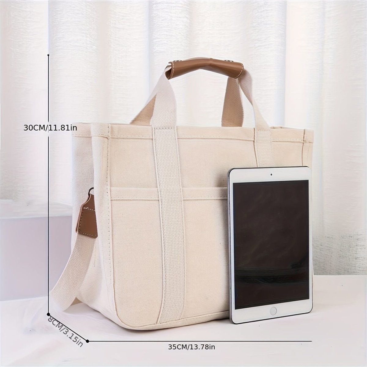 Large Capacity Multi Pocket Shoulder Bag With Compartment, Versatile Handbag With Durable Handles, Beige - SHOWLU FASHION STORE