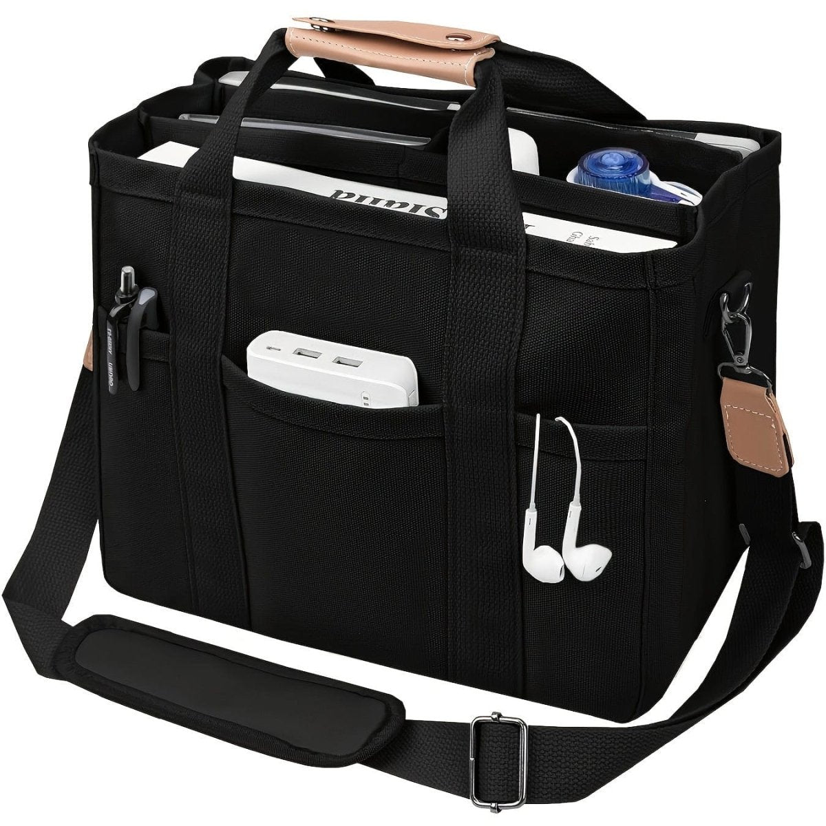 Large Capacity Multi Pocket Shoulder Bag With Compartment, Versatile Handbag With Durable Handles, Beige - SHOWLU FASHION STORE