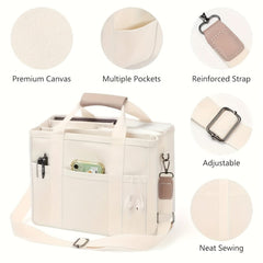 Large Capacity Multi Pocket Shoulder Bag With Compartment, Versatile Handbag With Durable Handles, Beige - SHOWLU FASHION STORE