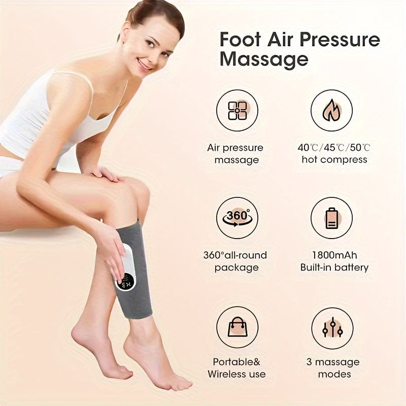 Leg Massager For Circulation And Pain Relief, Calf Air Compression Massager With Heat, Leg Massager With 3 Intensities, 3 Modes, Easy To Use, Muscle Relaxation, Support For Legs And Feet Discomfort, Helps With Muscle Stiffnes - SHOWLU FASHION STORE