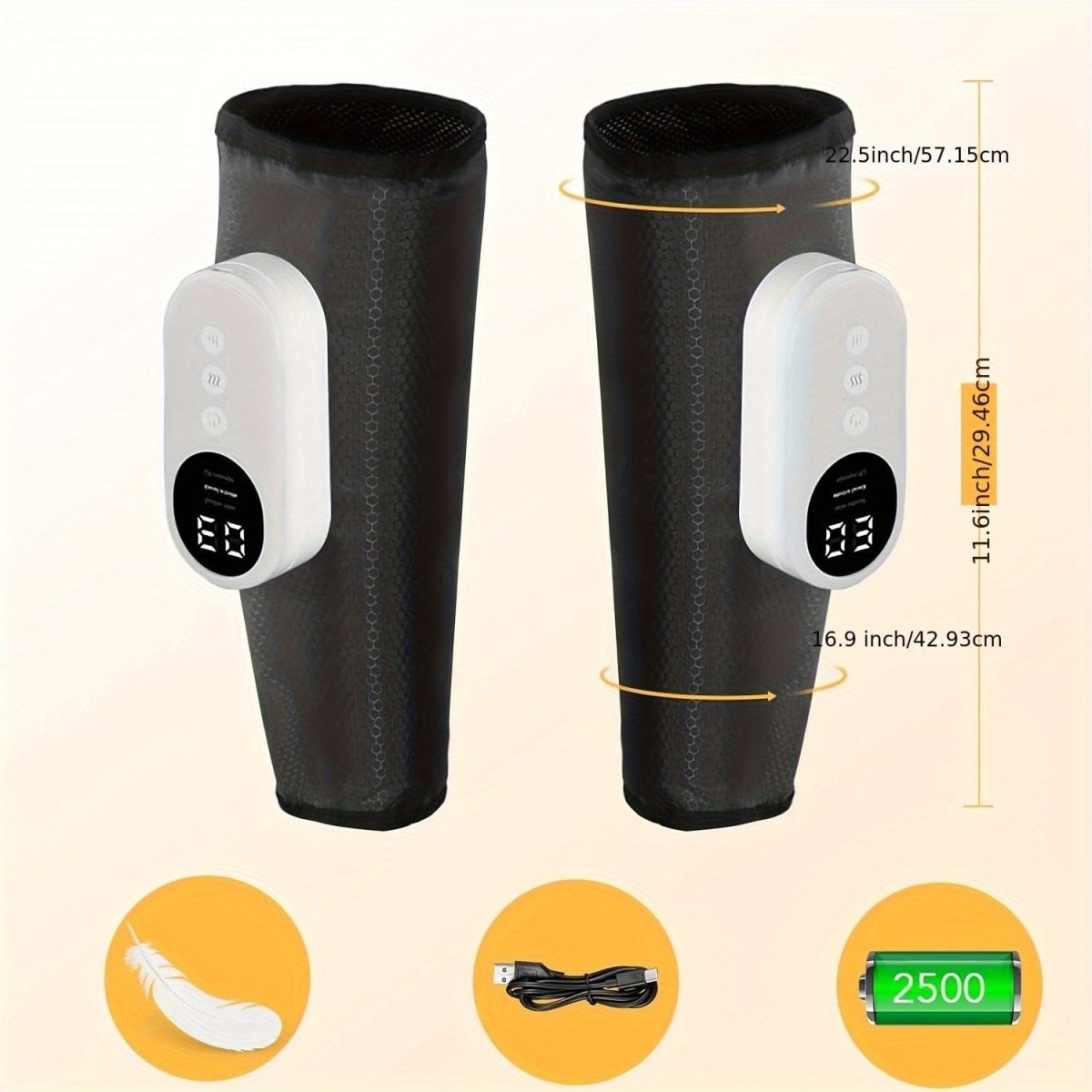 Leg Massager For Circulation And Pain Relief, Calf Air Compression Massager With Heat, Leg Massager With 3 Intensities, 3 Modes, Easy To Use, Muscle Relaxation, Support For Legs And Feet Discomfort, Helps With Muscle Stiffnes - SHOWLU FASHION STORE