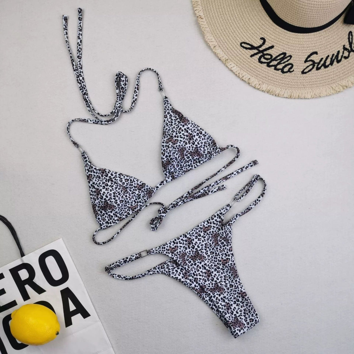 Leopard Print Lace - up Bikini - SHOWLU FASHION STORE