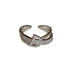 Letter Women's Cool Design Open Ring Zircon - SHOWLU FASHION STORE