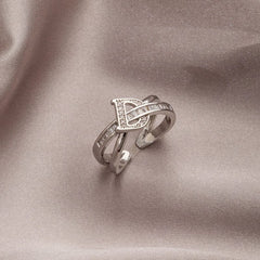 Letter Women's Cool Design Open Ring Zircon - SHOWLU FASHION STORE