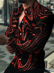 Lightning Hawaiian Shirts Floral 3d Printed Shirts Men Fashion Shirt Long Sleeve Casual Beach Blouse Lapel Blouse Men's Clothing - SHOWLU FASHION STORE