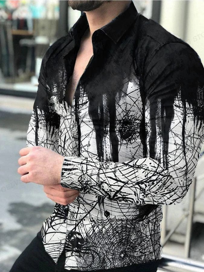 Lightning Hawaiian Shirts Floral 3d Printed Shirts Men Fashion Shirt Long Sleeve Casual Beach Blouse Lapel Blouse Men's Clothing - SHOWLU FASHION STORE