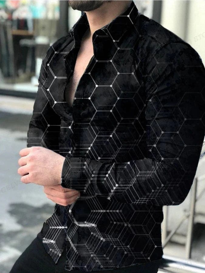 Lightning Hawaiian Shirts Floral 3d Printed Shirts Men Fashion Shirt Long Sleeve Casual Beach Blouse Lapel Blouse Men's Clothing - SHOWLU FASHION STORE