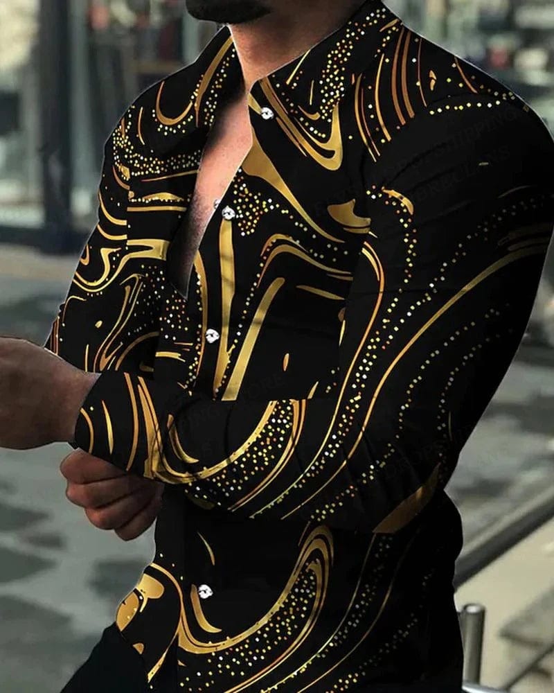 Lightning Hawaiian Shirts Floral 3d Printed Shirts Men Fashion Shirt Long Sleeve Casual Beach Blouse Lapel Blouse Men's Clothing - SHOWLU FASHION STORE