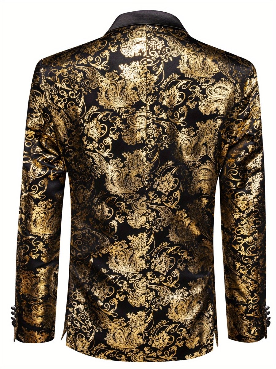 LINEZISEID Men's Fashion Blazer with Red Paisley Pattern - One Button, Lapel Collar, Casual Polyester Suit Jacket, 1200 Needles, Ideal for Weddings and Casual Attire - SHOWLU FASHION STORE