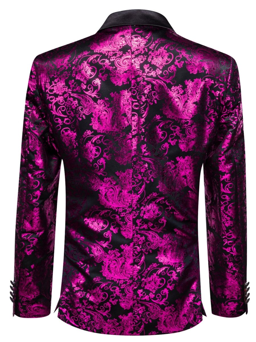 LINEZISEID Men's Fashion Blazer with Red Paisley Pattern - One Button, Lapel Collar, Casual Polyester Suit Jacket, 1200 Needles, Ideal for Weddings and Casual Attire - SHOWLU FASHION STORE