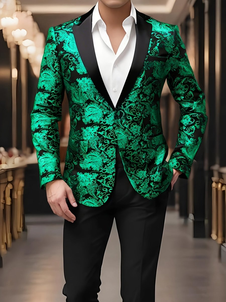 LINEZISEID Men's Fashion Blazer with Red Paisley Pattern - One Button, Lapel Collar, Casual Polyester Suit Jacket, 1200 Needles, Ideal for Weddings and Casual Attire - SHOWLU FASHION STORE