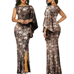 Long Dresses for Women 2024 Luxury Designer Off the Shoulder Short Sleeve Sexy Slit Maxi Dress Classy Elegant Flower Party Dress - SHOWLU FASHION STORE