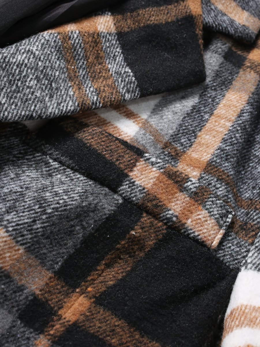 Long Sleeve Polyester Men's Casual Plaid Brushed Blazer - Perfect for Fall/Winter - SHOWLU FASHION STORE