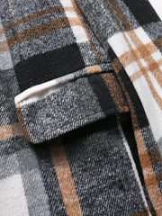 Long Sleeve Polyester Men's Casual Plaid Brushed Blazer - Perfect for Fall/Winter - SHOWLU FASHION STORE