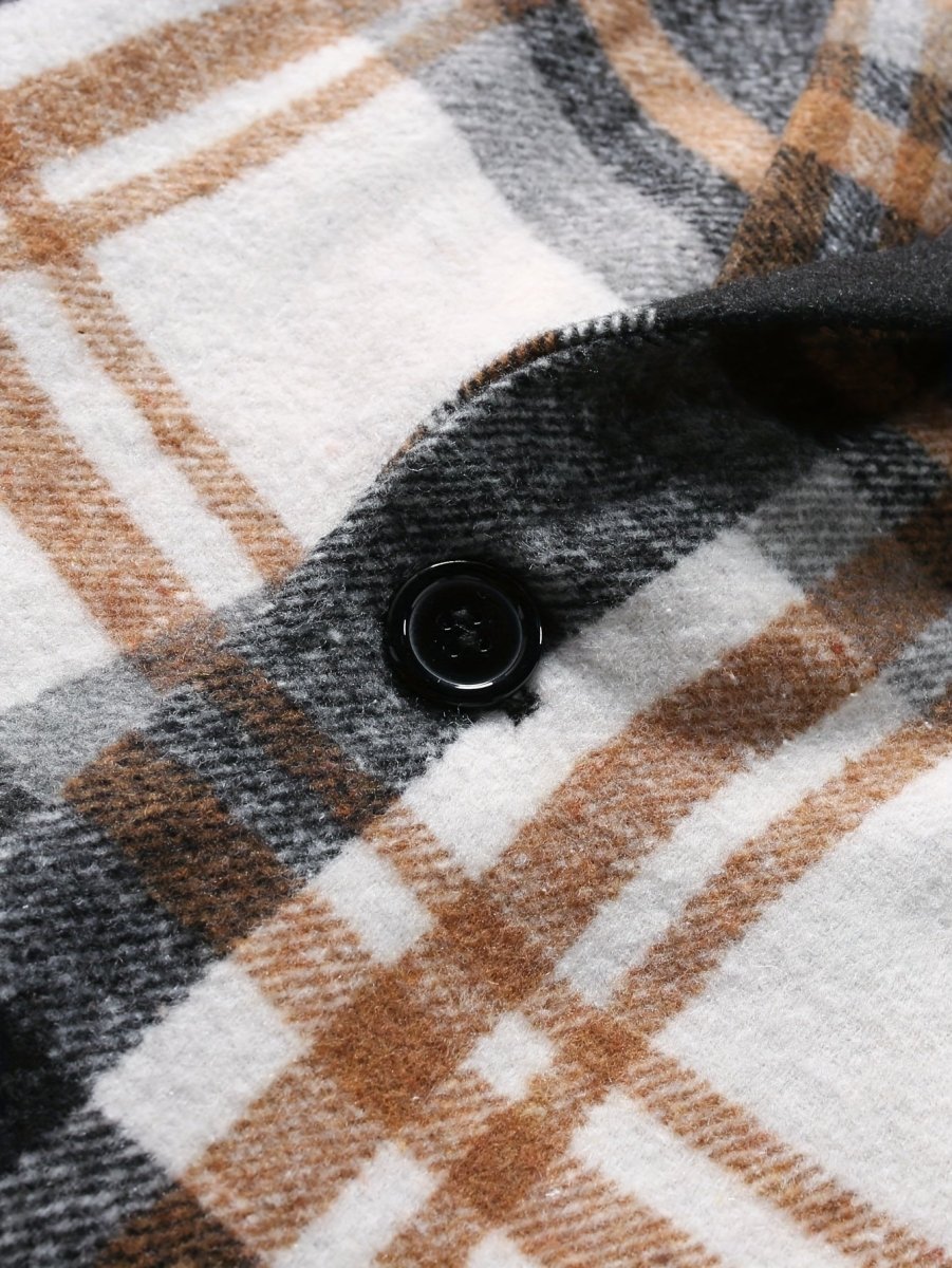 Long Sleeve Polyester Men's Casual Plaid Brushed Blazer - Perfect for Fall/Winter - SHOWLU FASHION STORE
