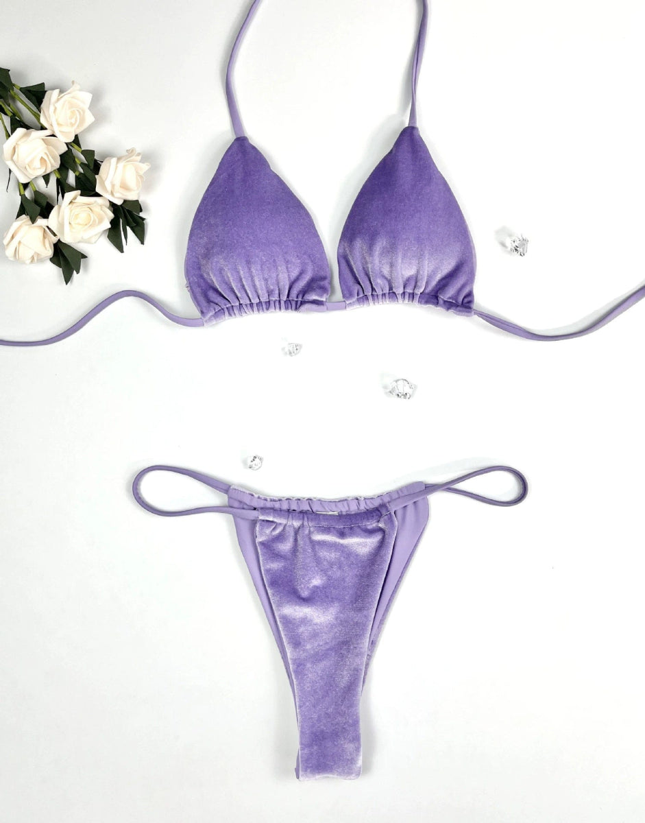 Luxurious Gold Velvet Three - Point Bikini - SHOWLU FASHION STORE