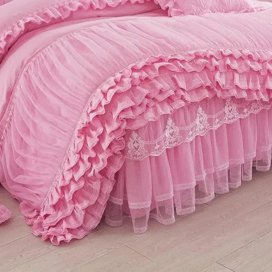 Luxury Bedding Sets Lace Home 3 Pcs Duvet Cover Comforter Cotton Bedding Sets Queen/King Soft Duvet Cover Beds with pillowcases - SHOWLU FASHION STORE